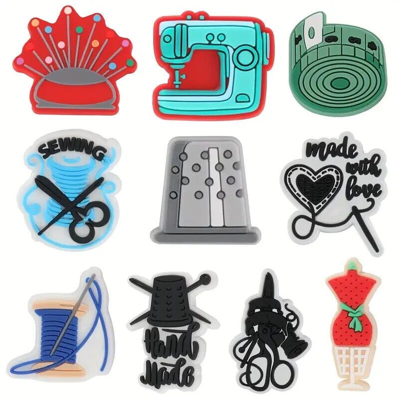 10pcs Sewing Machine Series Cartoon Shoes Charms For Crocs